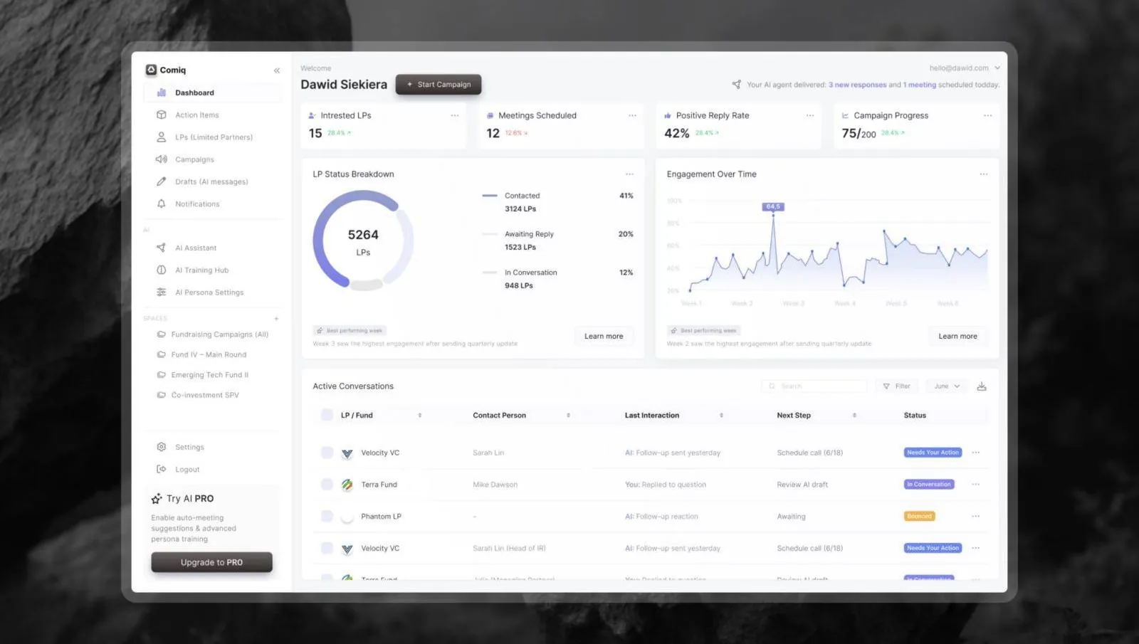 Comiq AI product by DIXI: AI outbound CRM