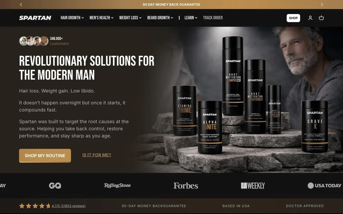 Spartan Shopify store by DIXI: the new homepage, +30% gross sales